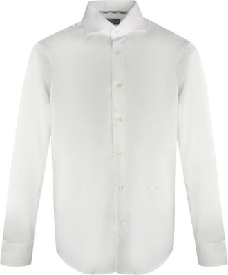 Aquascutum Effen shirt met lange mouwen en logo voor heren (Wit)