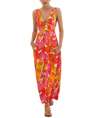 Vix Vix Gal Barbarela Linen-Blend Midi Dress