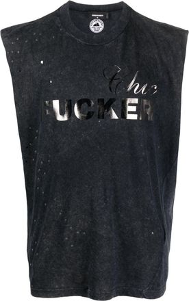 Dsquared2 slogan-print cotton tank top - men - Cotton - S - Grey