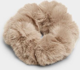 Simons Womens Faux-fur beige scrunchie