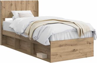 vidaXL Estructura De Cama Con Almacenamiento Y Cabecero Roble Artisan Vidaxl