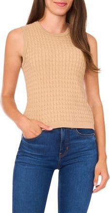 Halogen Cable Stitch Cotton Sweater Tank in Nomad Camel at Nordstrom Rack, Size Xx-Large