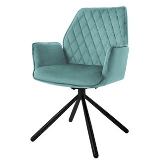 ML Design Ml-design - Silla De Comedor Con Respaldo Y Reposabrazos Asiento Salvia Tapizado Con Funda De Terciopelo Patas De Metal Sill&oacute;n Giratorio Dise&ntilde;o Ergon&oacute;