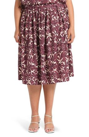 Estelle Brinley Print Skirt in Orchid at Nordstrom, Size 20W