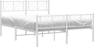 vidaXL Metal Bed Frame without Mattress with Footboard White 160x200cm Vidaxl
