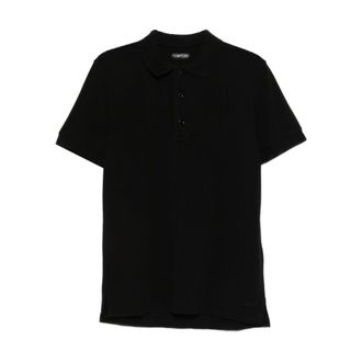 Tom Ford Polo Shirts, male, Black, Size: M Piquet Polo