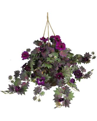 Nearly Natural Morning Glory Hanging Basket Silk Plant