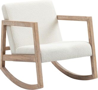 HOMCOM Rocking Chair Upholstered Armchair Wooden Accent Chair Cream - Homcom