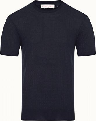 Orlebar Brown Mens Gaulin Pointelle Stripe Polo Shirt In Night Iris