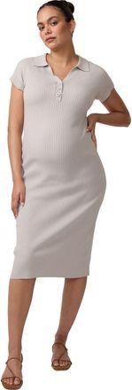 Ingrid & Isabel Polo Knit Maternity Midi Dress in Light Gray at Nordstrom, Size X-Large