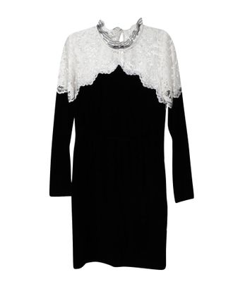 Sandro Sandro Paris tweekleurige kanten midi-jurk in zwart/wit viscose