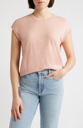 Wit & Wisdom Crochet Cap Sleeve Tee in Dusty Pink at Nordstrom, Size X-Small