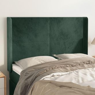 vidaXL Vidaxl - Cabecero Con Orejas De Terciopelo Verde Oscuro 147x16x118/128cm