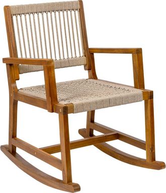 Jonathan Y Designs Laguna Coastal Casual 352-LBS Support Acacia Wood and Woven Rope Outdoor Rocking Chair in Beige at Nordstrom