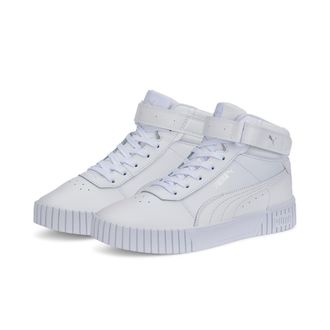 Puma Sneaker PUMA CARINA 2.0 MID, Damen, Gr. 37,5, weiss (puma wei&szlig;, puma wei&szlig;, puma silber), Leder, Synthetik, Schuhe Sneaker