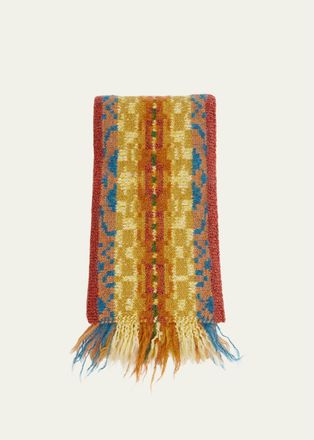 Dries Van Noten Mens Wool Fair Isle Fringe Scarf