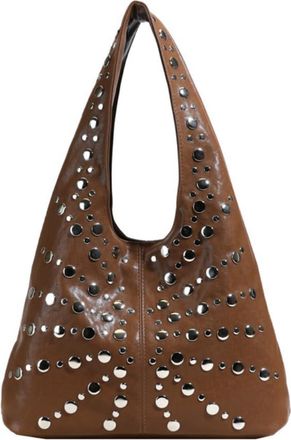 Generic Trendy Polka Dot Studded Bucket Bag for Women, Cool Casual Convertible Armpit Shoulder Tote Bag