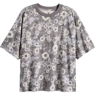 Free People FP Movement Stripe Relaxed Fit Cotton T-Shirt in Camo Floral Ivory at Nordstrom, Size X-Small