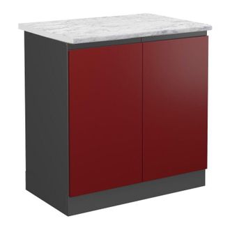 Vicco Armario Bajo Para Fregadero R-line, Rojo, 80 Cm Et M&aacute;rmol