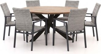 Manifesto Furniture Manifesto Villongo/ROUGH-Y &oslash;150cm dining tuinset 7-delig stapelbaar