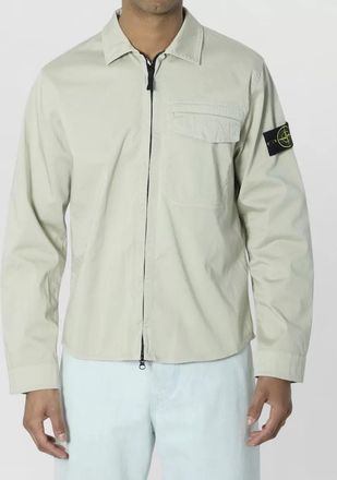 Stone Island organic stretch cotton satin overshirt shirt