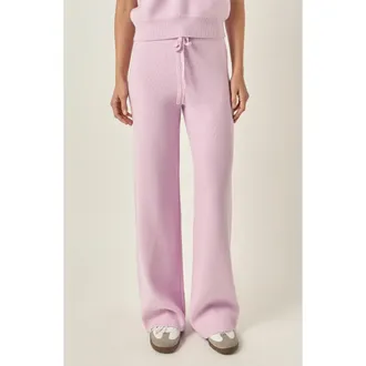 English Factory Rib Drawstring Waist Knit Pants in Lilac at Nordstrom, Size X-Small