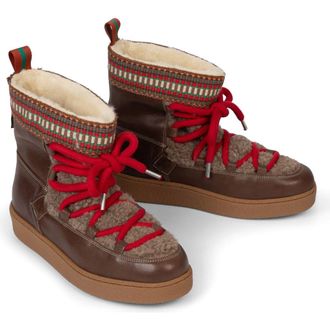 Penelope Chilvers Cosmos Genuine Shearling Lined Boot in Dark Brown/Multi at Nordstrom, Size 10Us