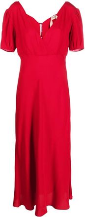 N°21 tie-fastening midi dress - women - Acetate/Silk - 42 - Red