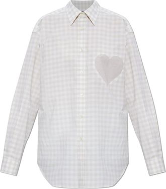 Moschino Geruit Overhemd - Dames - Overhemden - Wit - S - Katoen - Overhemden