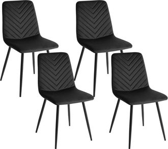 Beliani Conjunto De 4 Sillas De Comedor Moderno Patas De Hierro Terciopelo Blanco Crema Havre