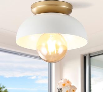 Jonathan Y Designs Paulina 8.5 1-Light Classic Industrial Iron LED Flush Mount