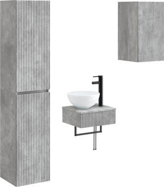 vidaXL Juego De Muebles De Ba&ntilde;o 3 Uds. Gris Hormig&oacute;n Vidaxl