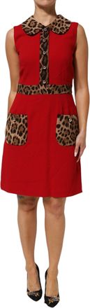 Dolce & Gabbana Red Leopard Viscose Sheath A-line Womens Dress
