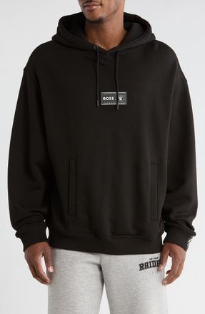 BOSS NFL Raiders Patch Hoodie in Black at Nordstrom Rack, Size Xx-Large