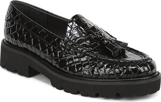 Franco Sarto Sarika Tassel Loafer in Black Crocco Pu at Nordstrom, Size 9.5