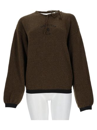 Maison Margiela Relaxed Fit Brown Sweater With Distressed Detailing