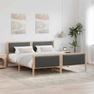 Berkfield Home Bed frame Brown & dark grey 180 x 200 cm Solid pine wood in Natural
