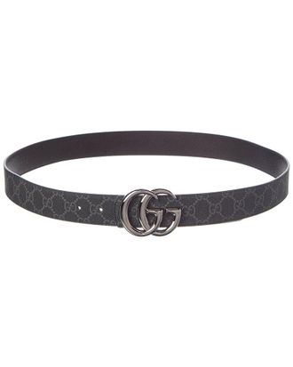 Gucci Gg Marmont Reversible Gg Coated Fabric & Leather Belt
