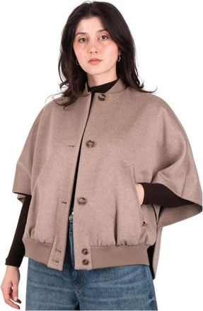 Max Mara Beige Cashmere Cape Leticia - Dames - Bomber jackets - Beige - S/M - Jassen