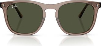 Ray-Ban 53mm Square Sunglasses in Transparent Light Brown /Blue at Nordstrom