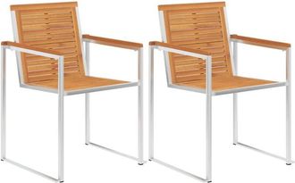 vidaXL Vidaxl - Garden Chairs 2 pcs Solid Acacia Wood and Stainless Steel