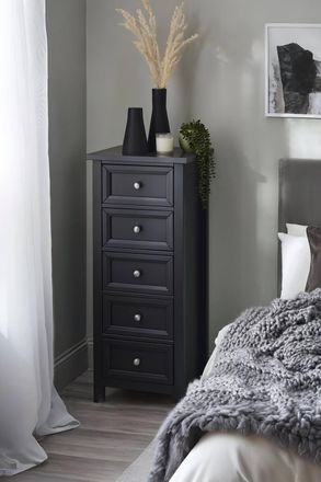 Julian Bowen Maine 5 Drawer Tall Chest in Black