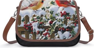 Generic Bird Snowy Red Cardinal Crossbody Bags for Women Shoulder Messenger Bag Purse Handbags