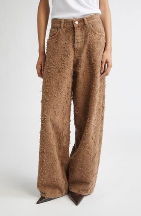 Haikure Bethany Wide Leg Fur Denim Jeans in Camel at Nordstrom, Size 26