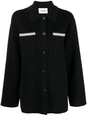 Nanushka Silvia crochet-trim shirt - women - Recycled Viscose/Recycled Polyamide/Recycled Elastane - M - Black