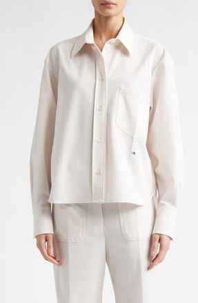 Victoria Beckham Long Sleeve Crop Button-Up Shirt in Bone at Nordstrom, Size 10 Us