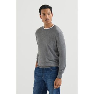 Brunello Cucinelli Cashmere and silk lightweight sweater in Dark Grey at Nordstrom, Size 46