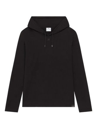 Courrèges asymmetrical cropped hoodie - unisex - Cotton - S - Black