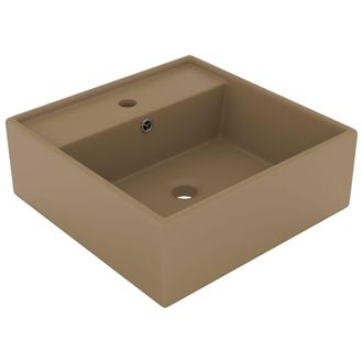 Berkfield Home Luxury Basin Overflow Square Matt Cream 41x41 cm Ceramic