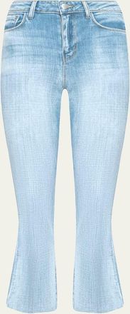 L'agence Kendra High-Rise Crop Flare Jeans with Raw Hem